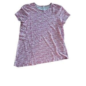 Pure J Jill PJ Seamed Asymmetric Tee Shirt Pink Short Sleeve Linen Rayon Size M